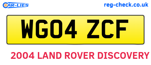 WG04ZCF are the vehicle registration plates.
