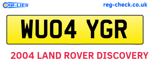 WU04YGR are the vehicle registration plates.