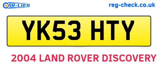 YK53HTY are the vehicle registration plates.