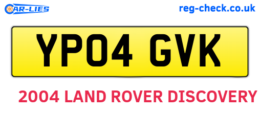 YP04GVK are the vehicle registration plates.