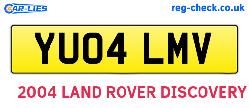 YU04LMV are the vehicle registration plates.