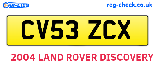CV53ZCX are the vehicle registration plates.