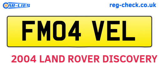FM04VEL are the vehicle registration plates.