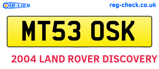 MT53OSK are the vehicle registration plates.