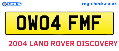 OW04FMF are the vehicle registration plates.