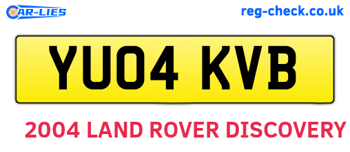 YU04KVB are the vehicle registration plates.