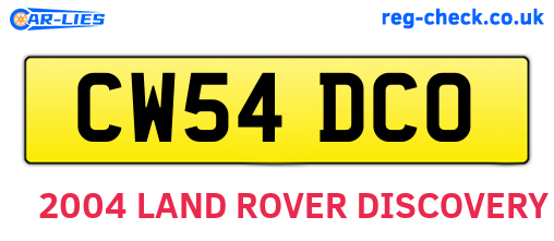 CW54DCO are the vehicle registration plates.
