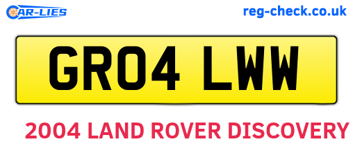 GR04LWW are the vehicle registration plates.
