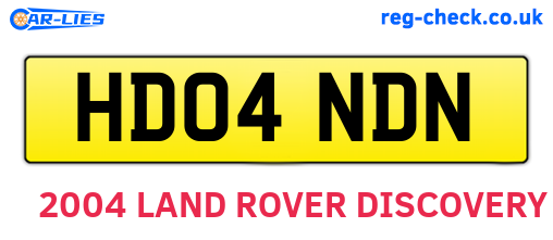 HD04NDN are the vehicle registration plates.