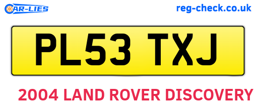 PL53TXJ are the vehicle registration plates.