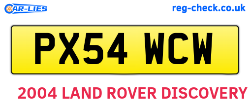 PX54WCW are the vehicle registration plates.