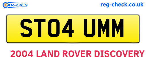 ST04UMM are the vehicle registration plates.