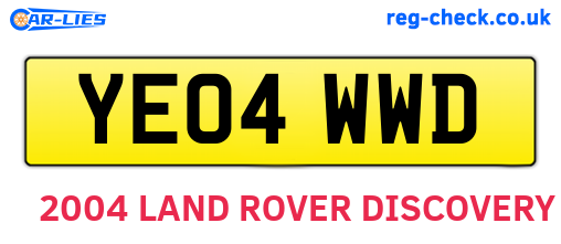 YE04WWD are the vehicle registration plates.