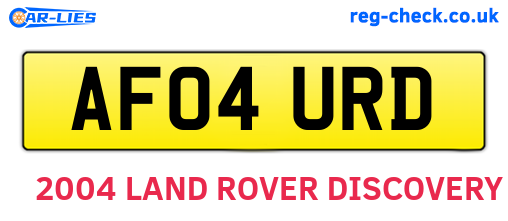 AF04URD are the vehicle registration plates.