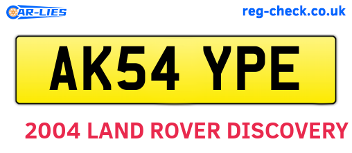 AK54YPE are the vehicle registration plates.