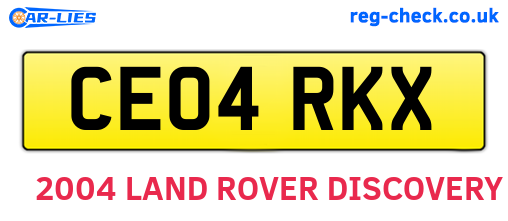 CE04RKX are the vehicle registration plates.