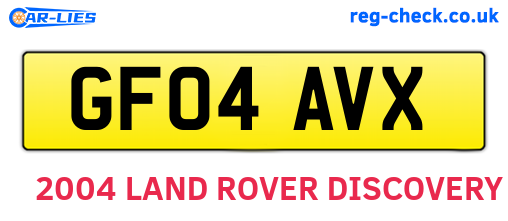 GF04AVX are the vehicle registration plates.