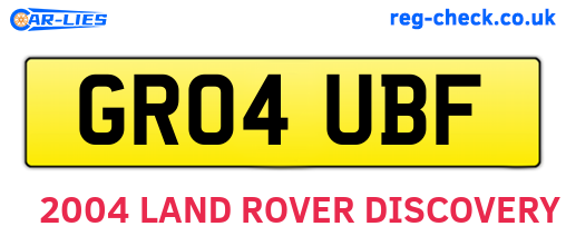 GR04UBF are the vehicle registration plates.