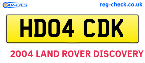 HD04CDK are the vehicle registration plates.