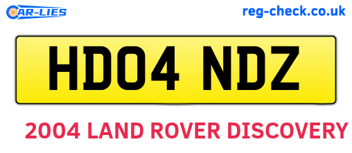 HD04NDZ are the vehicle registration plates.