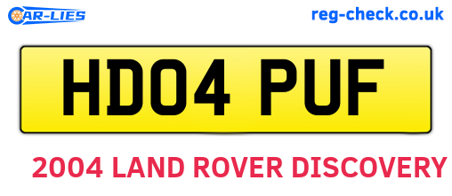 HD04PUF are the vehicle registration plates.