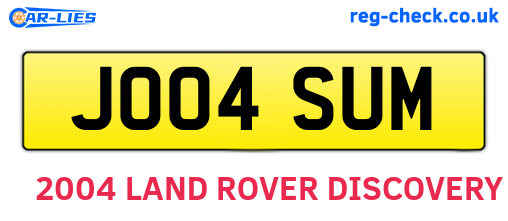 JO04SUM are the vehicle registration plates.
