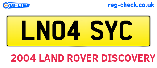 LN04SYC are the vehicle registration plates.