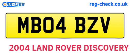 MB04BZV are the vehicle registration plates.