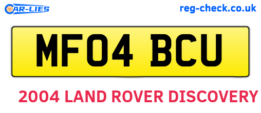 MF04BCU are the vehicle registration plates.