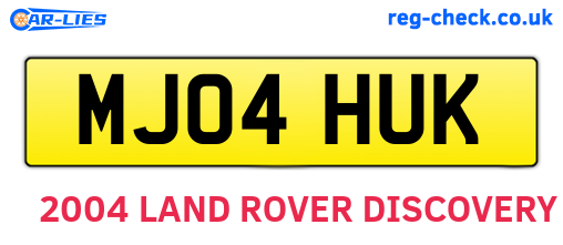 MJ04HUK are the vehicle registration plates.