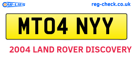 MT04NYY are the vehicle registration plates.