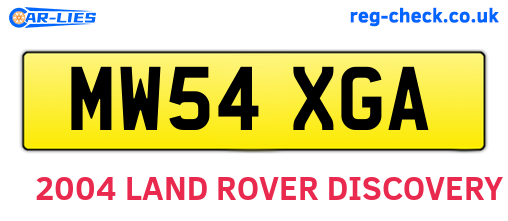 MW54XGA are the vehicle registration plates.
