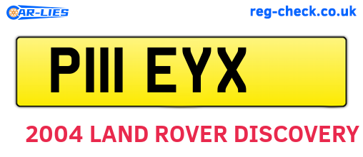 P111EYX are the vehicle registration plates.