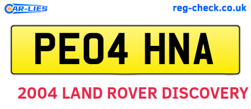 PE04HNA are the vehicle registration plates.