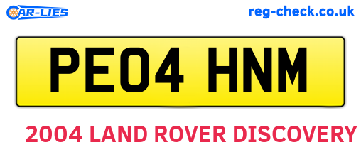 PE04HNM are the vehicle registration plates.