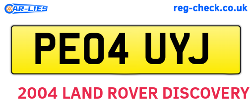 PE04UYJ are the vehicle registration plates.