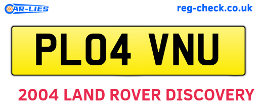 PL04VNU are the vehicle registration plates.