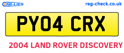 PY04CRX are the vehicle registration plates.
