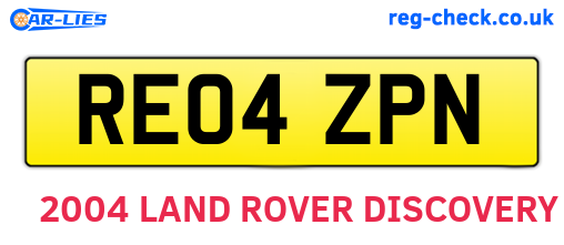 RE04ZPN are the vehicle registration plates.