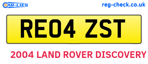 RE04ZST are the vehicle registration plates.