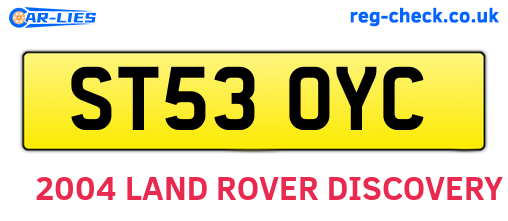 ST53OYC are the vehicle registration plates.