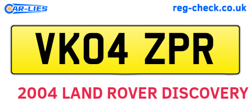 VK04ZPR are the vehicle registration plates.