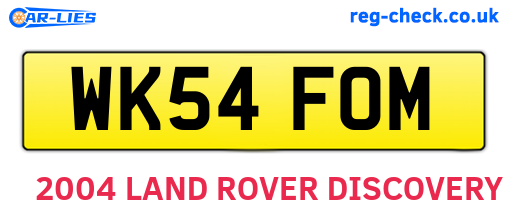 WK54FOM are the vehicle registration plates.