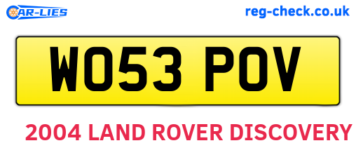 WO53POV are the vehicle registration plates.