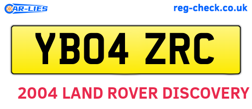 YB04ZRC are the vehicle registration plates.