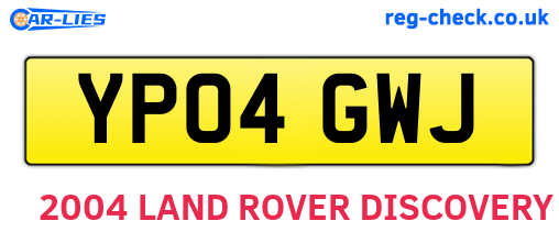 YP04GWJ are the vehicle registration plates.