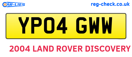 YP04GWW are the vehicle registration plates.