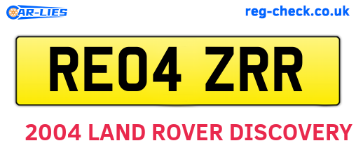 RE04ZRR are the vehicle registration plates.