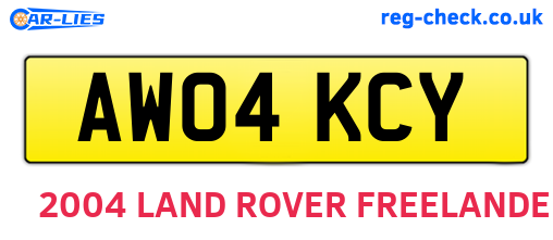 AW04KCY are the vehicle registration plates.