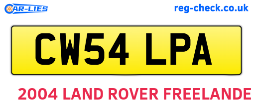 CW54LPA are the vehicle registration plates.